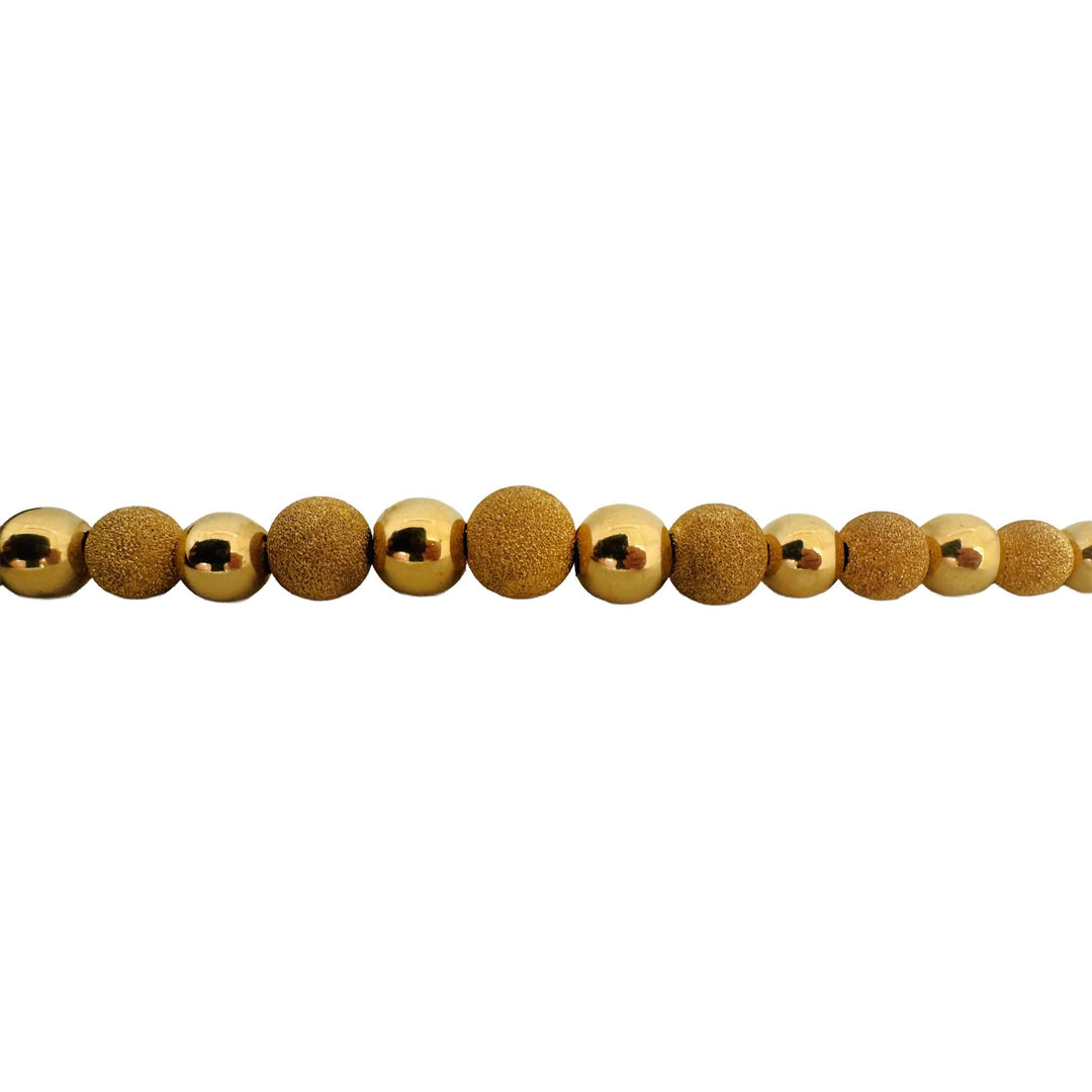 14k Yellow Gold 8.6g Polished & Textured Graduated Ball Bead Necklace Italy 17"