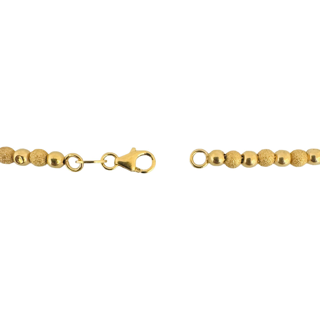 14k Yellow Gold 8.6g Polished & Textured Graduated Ball Bead Necklace Italy 17"