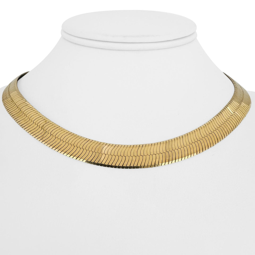 14k Yellow Gold 37.4g Solid Heavy Thick 10mm Herringbone Link Necklace Italy 16"
