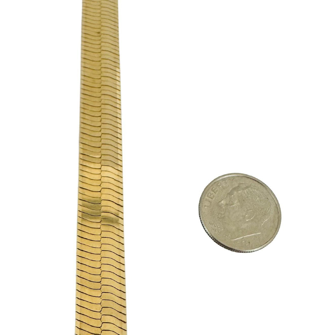 14k Yellow Gold 37.4g Solid Heavy Thick 10mm Herringbone Link Necklace Italy 16"