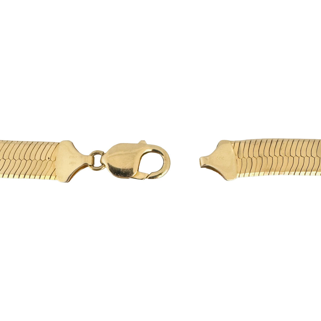 14k Yellow Gold 37.4g Solid Heavy Thick 10mm Herringbone Link Necklace Italy 16"