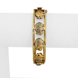 14k Yellow and White Gold 14g Ladies Elephant Motif Bangle Bracelet Italy 7"