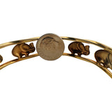 14k Yellow and White Gold 14g Ladies Elephant Motif Bangle Bracelet Italy 7"