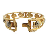 14k Yellow and White Gold 14g Ladies Elephant Motif Bangle Bracelet Italy 7"