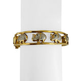 14k Yellow and White Gold 14g Ladies Elephant Motif Bangle Bracelet Italy 7"