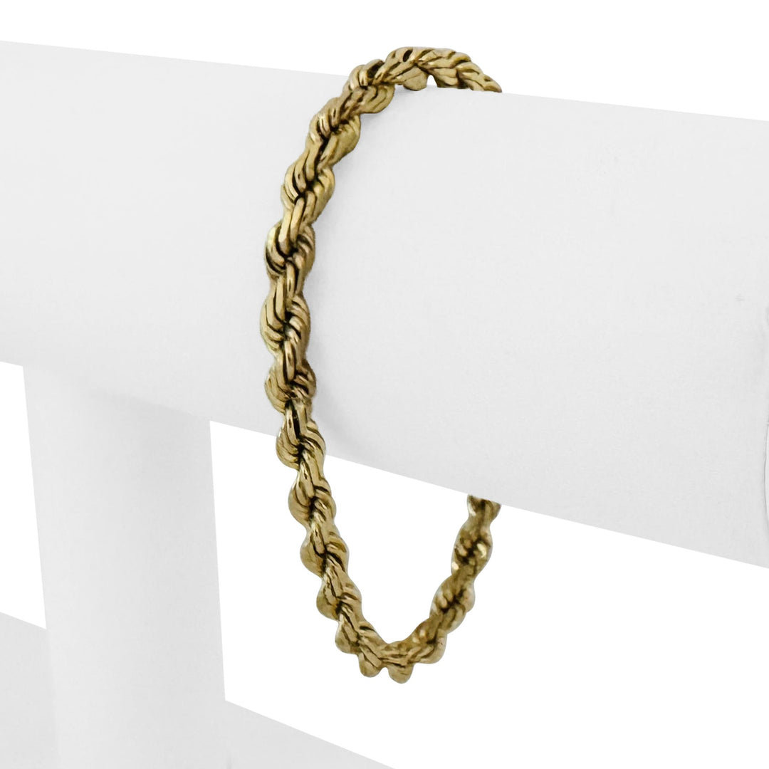 14k Yellow Gold 12.8g Solid Diamond Cut 4mm Rope Bracelet 7"