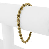 14k Yellow Gold 12.8g Solid Diamond Cut 4mm Rope Bracelet 7"