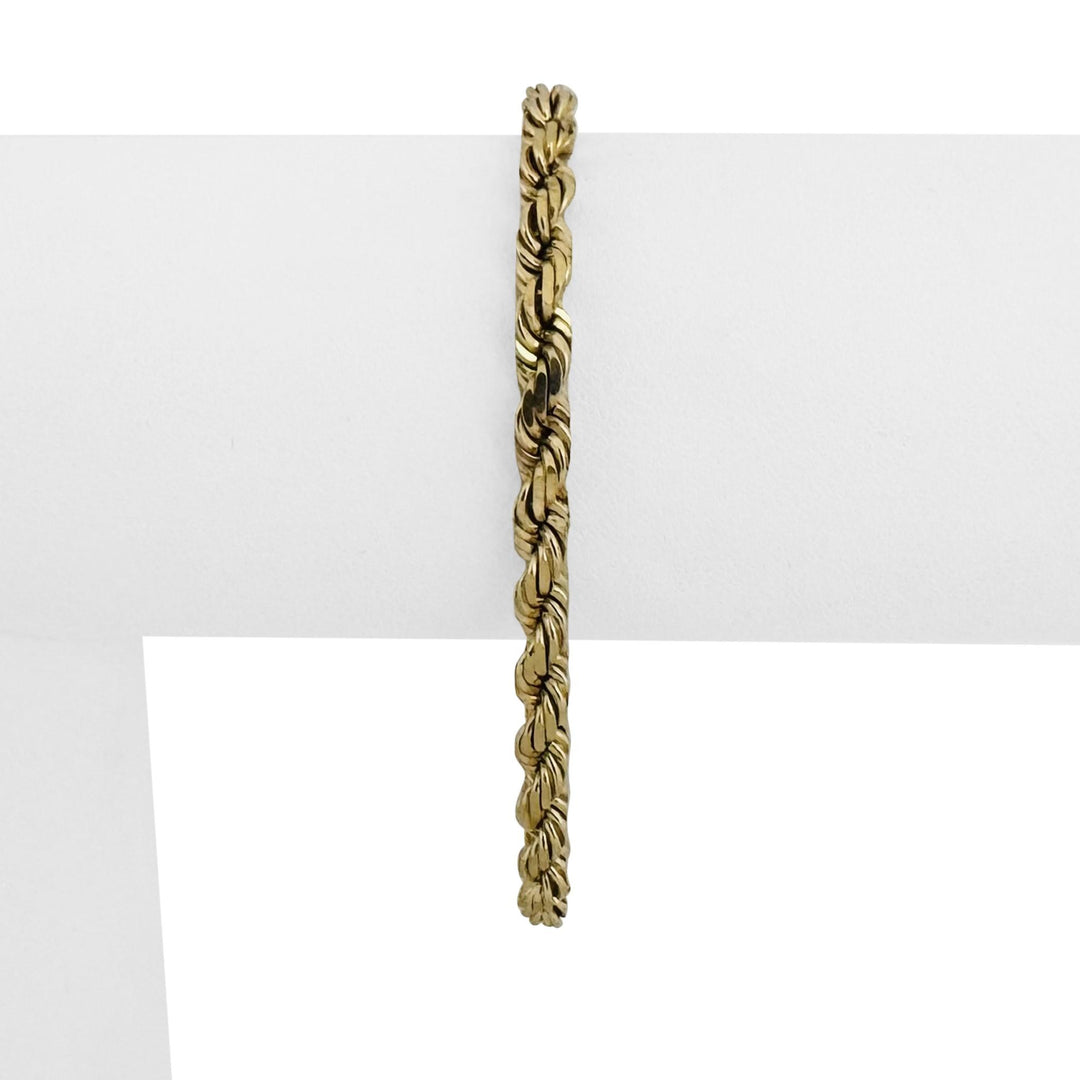 14k Yellow Gold 12.8g Solid Diamond Cut 4mm Rope Bracelet 7"