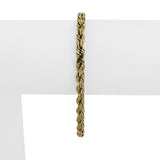 14k Yellow Gold 12.8g Solid Diamond Cut 4mm Rope Bracelet 7"