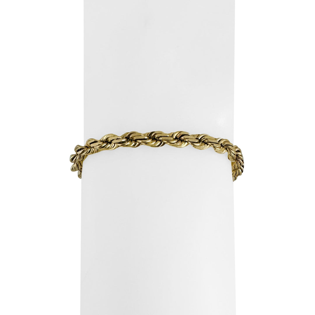 14k Yellow Gold 12.8g Solid Diamond Cut 4mm Rope Bracelet 7"
