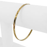 14k Yellow Gold 4.7g Solid Diamond Cut 3mm Round Bangle Bracelet 7.85"