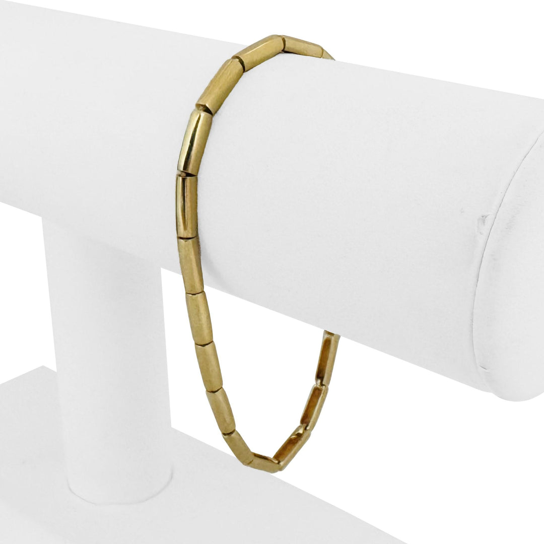 14k Yellow Gold 9.7g Ladies Rounded Bar Link Bracelet 7.25"