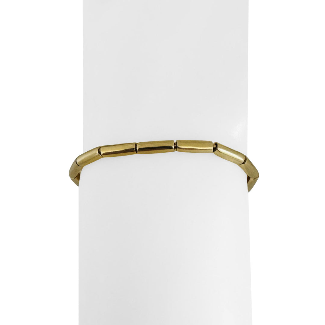 14k Yellow Gold 9.7g Ladies Rounded Bar Link Bracelet 7.25"