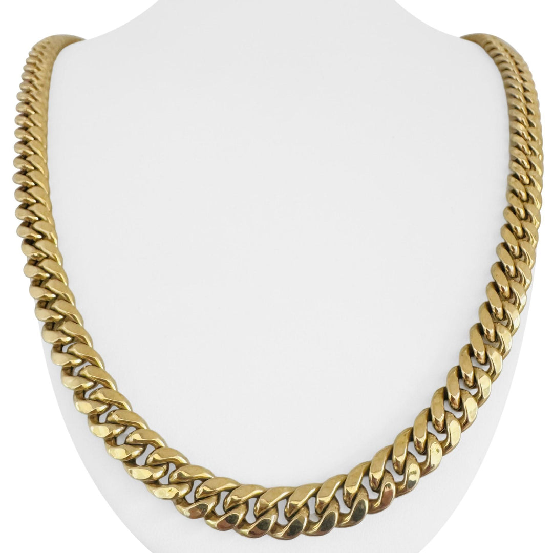 14k Yellow Gold 57.5g Semi Solid 9mm Cuban Curb Link Chain Necklace 26"