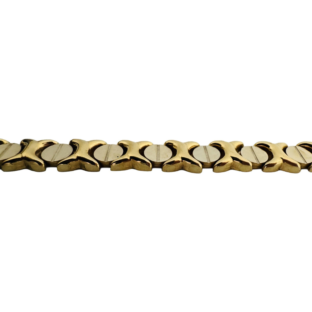 14k Yellow and White Gold 39.8g Hugs and Kisses XO Link Necklace Italy 18.5"