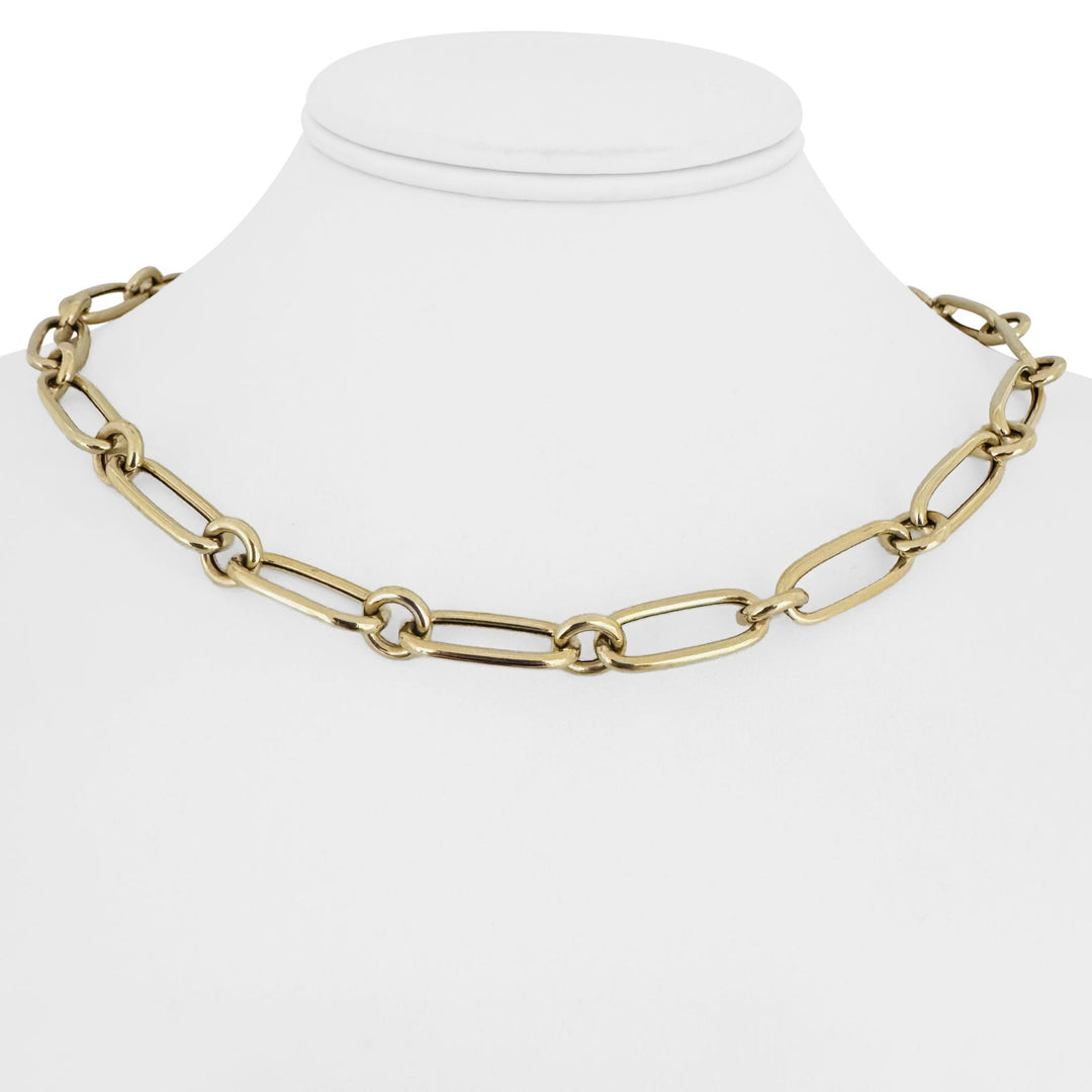 14k Yellow Gold 17g Hollow Ladies Elongated Oval Cable Link Necklace 18"