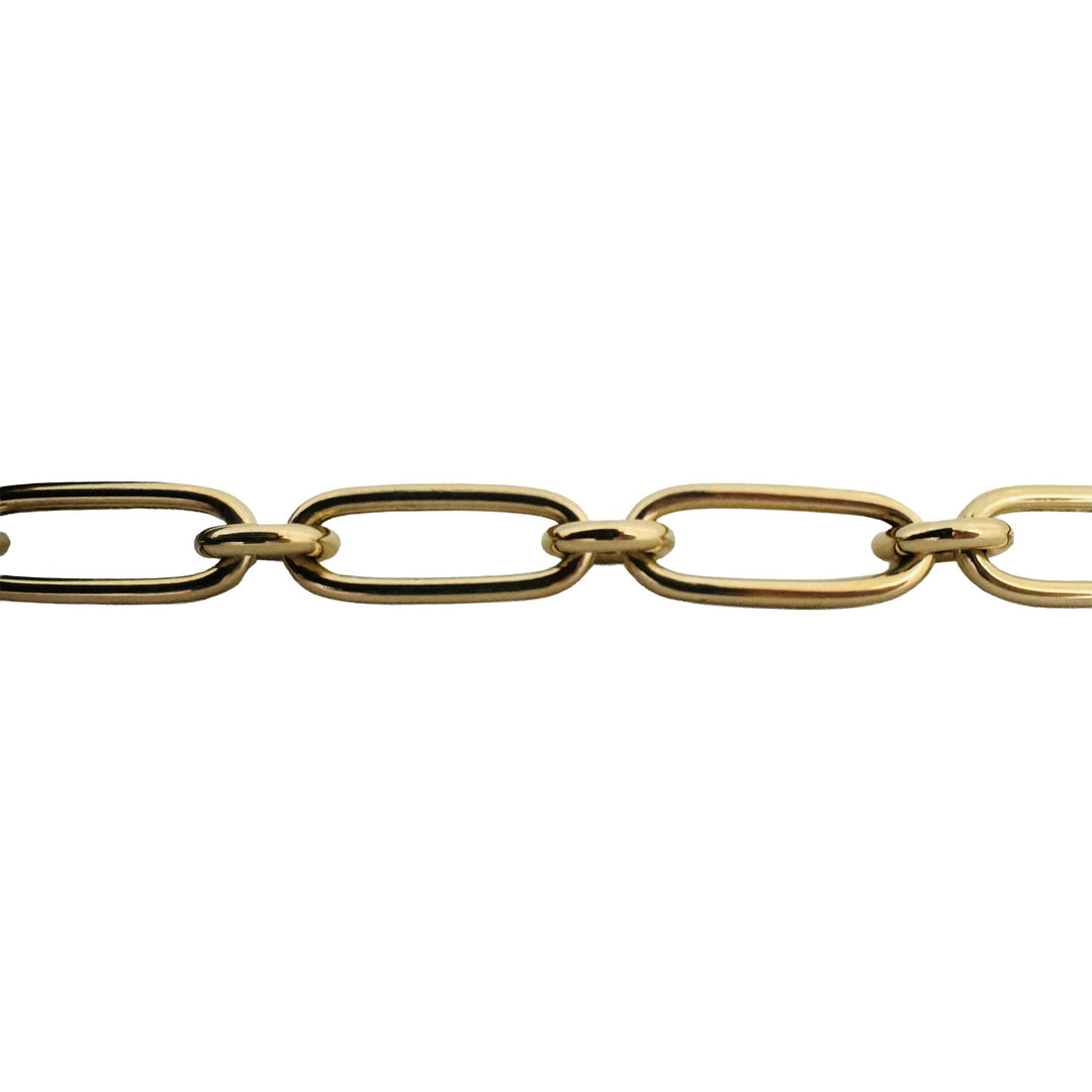14k Yellow Gold 17g Hollow Ladies Elongated Oval Cable Link Necklace 18"