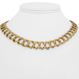 14K Yellow Gold 18.5g Semi Solid 12mm Double Curb Link Necklace Italy 16"