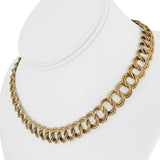 14K Yellow Gold 18.5g Semi Solid 12mm Double Curb Link Necklace Italy 16"