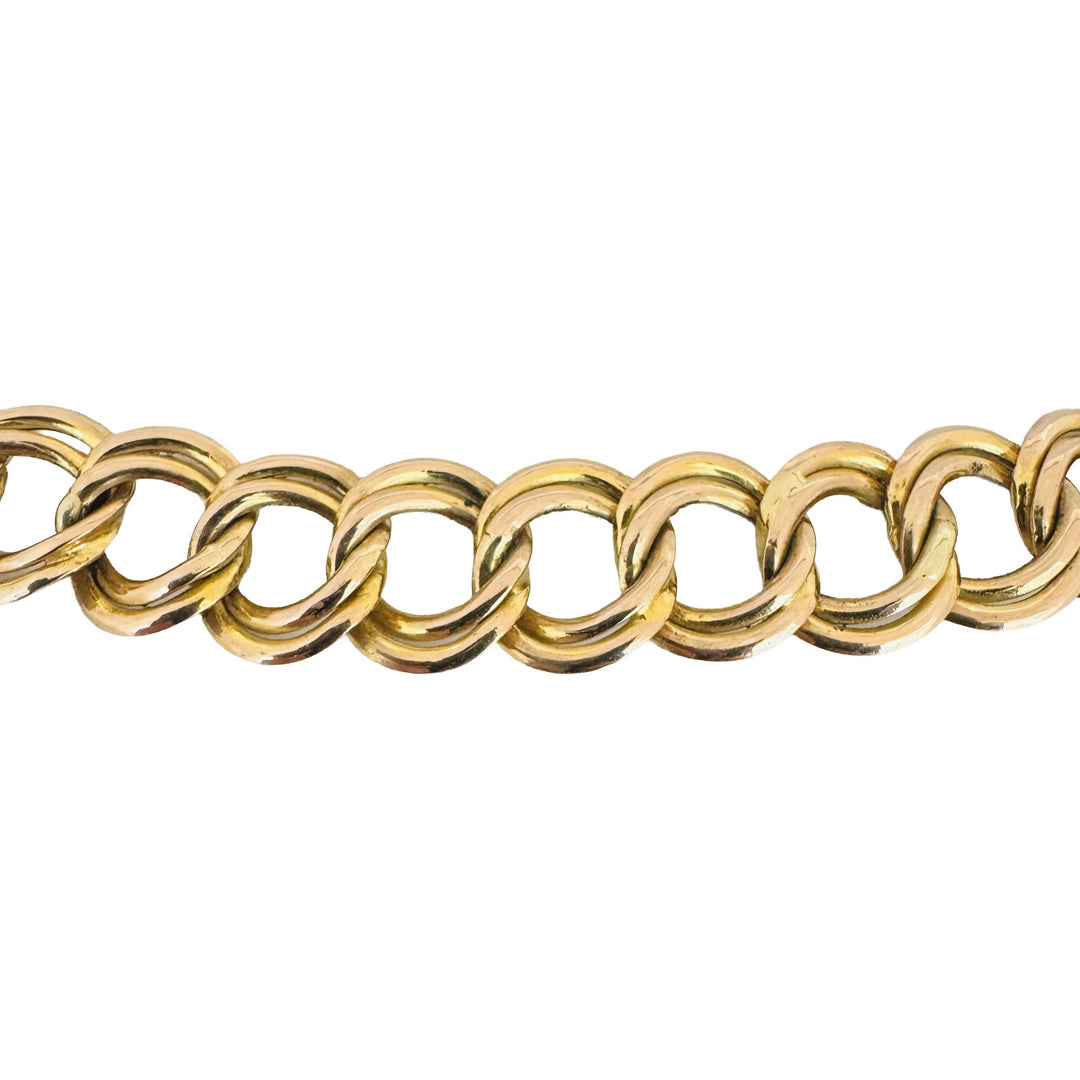 14K Yellow Gold 18.5g Semi Solid 12mm Double Curb Link Necklace Italy 16"