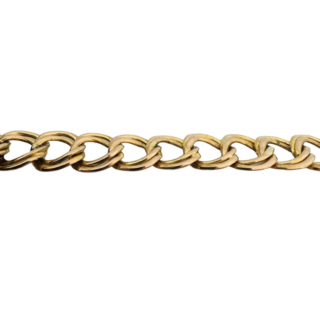 14K Yellow Gold 18.5g Semi Solid 12mm Double Curb Link Necklace Italy 16"