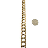 14K Yellow Gold 18.5g Semi Solid 12mm Double Curb Link Necklace Italy 16"