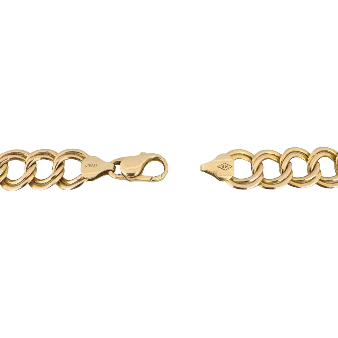 14K Yellow Gold 18.5g Semi Solid 12mm Double Curb Link Necklace Italy 16"