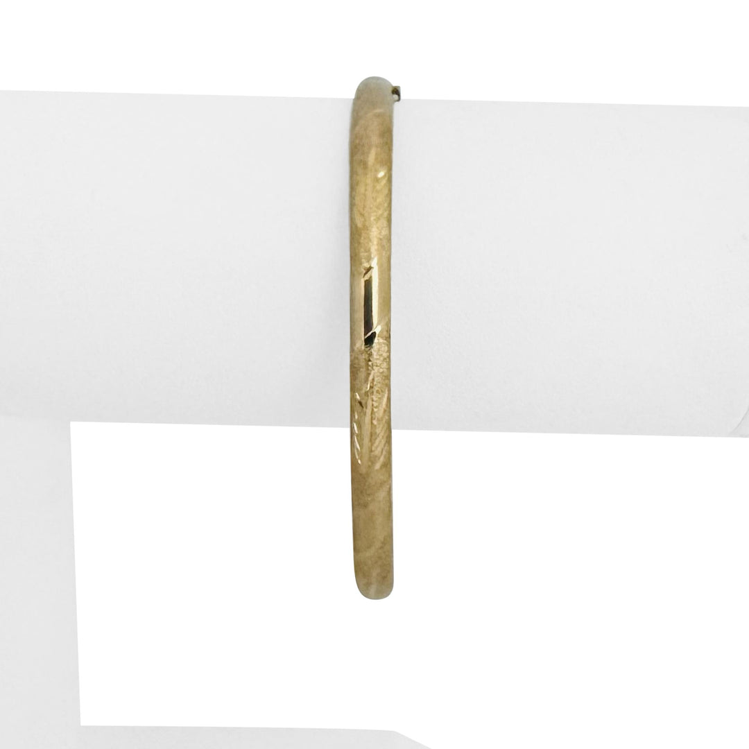 14k Yellow Gold 4.7g Vintage 4.5mm Floral Bangle Bracelet 7"