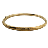 14k Yellow Gold 4.7g Vintage 4.5mm Floral Bangle Bracelet 7"