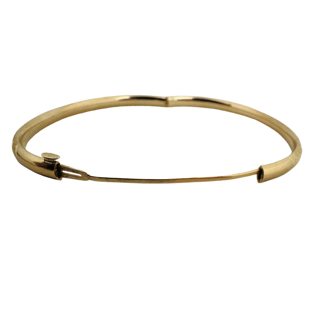 14k Yellow Gold 4.7g Vintage 4.5mm Floral Bangle Bracelet 7"