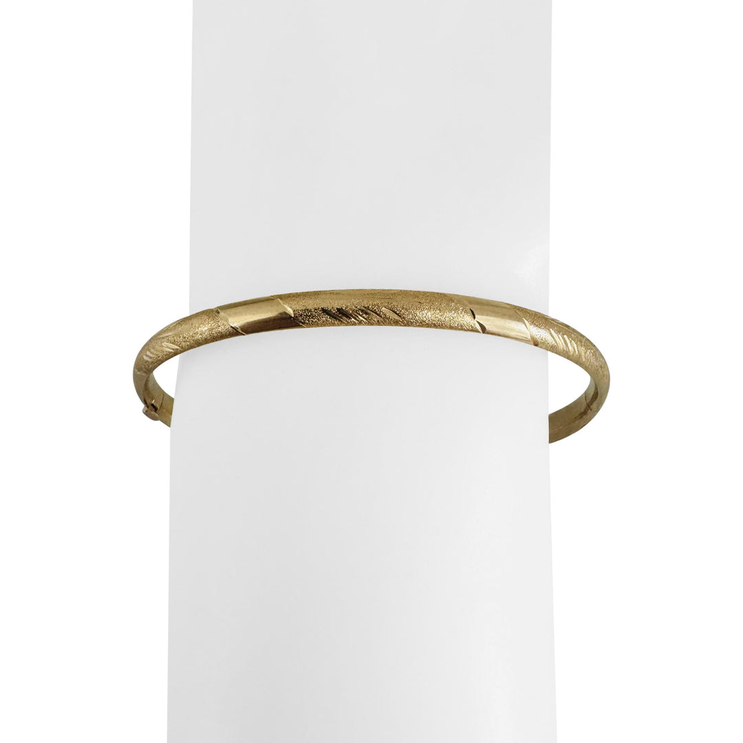 14k Yellow Gold 4.7g Vintage 4.5mm Floral Bangle Bracelet 7"