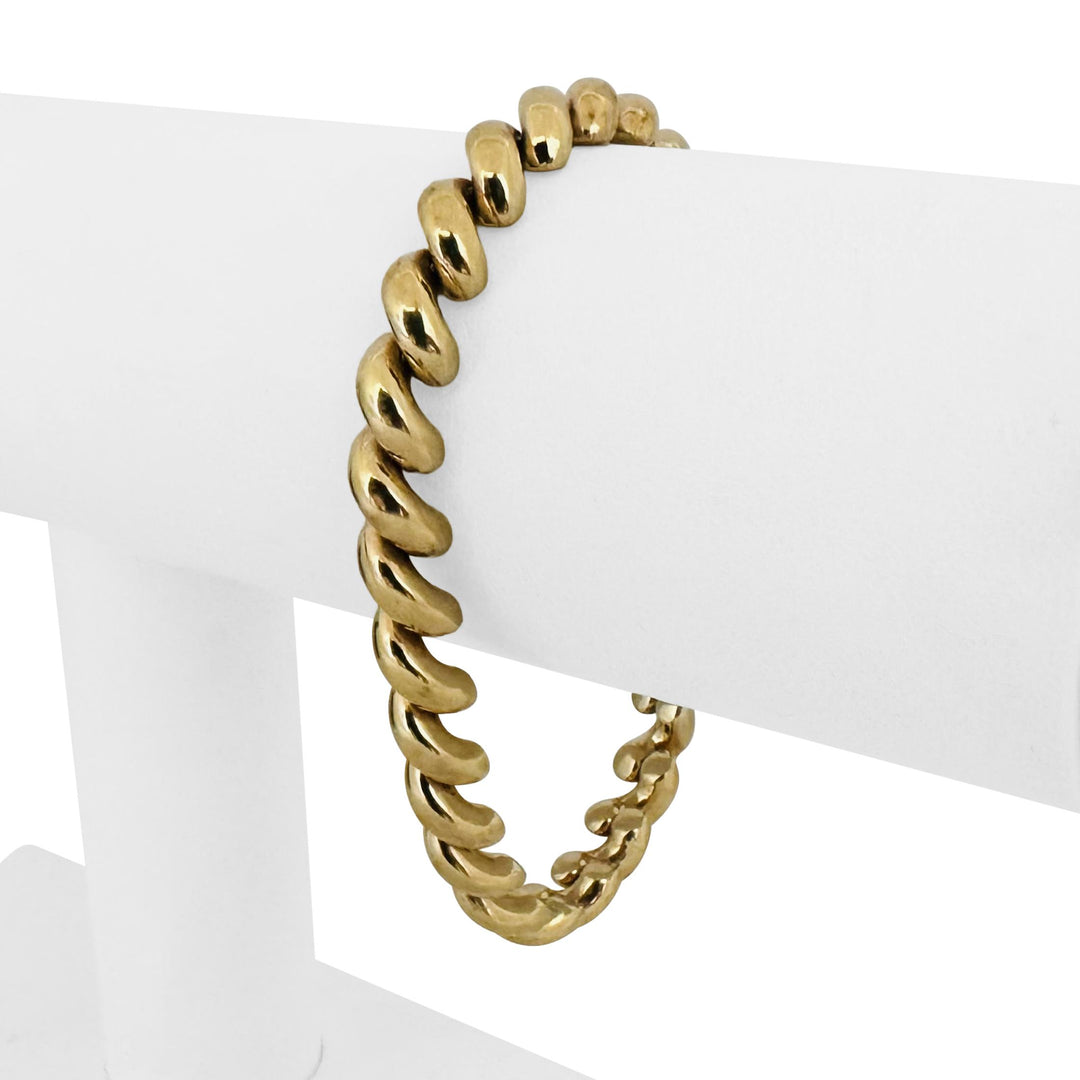 14k Yellow Gold 14.9g Ladies Polished 7mm San Marco Link Bracelet Italy 7"