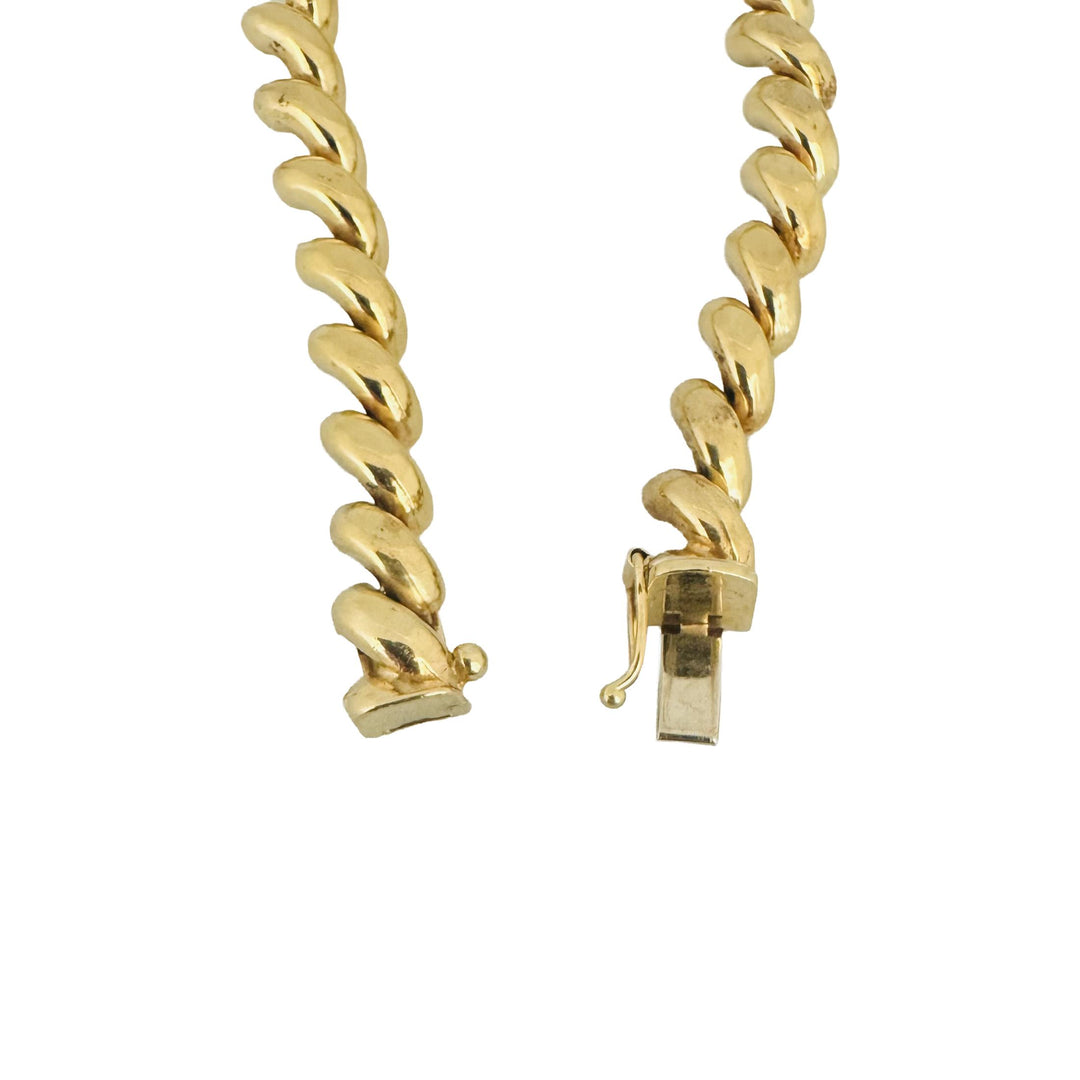 14k Yellow Gold 14.9g Ladies Polished 7mm San Marco Link Bracelet Italy 7"