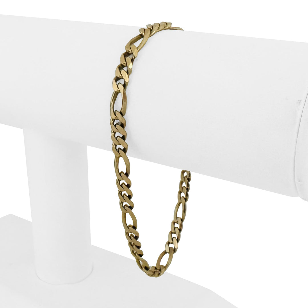 14k Yellow Gold 11.2g Solid Men's 5mm Figaro Link Bracelet Italy 8"