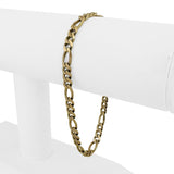 14k Yellow Gold 11.2g Solid Men's 5mm Figaro Link Bracelet Italy 8"