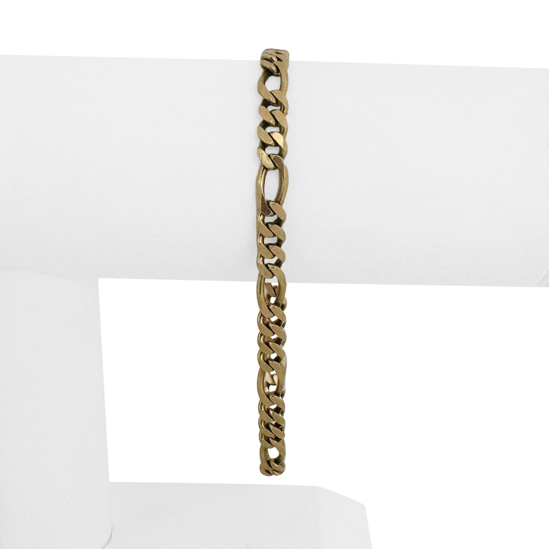 14k Yellow Gold 11.2g Solid Men's 5mm Figaro Link Bracelet Italy 8"