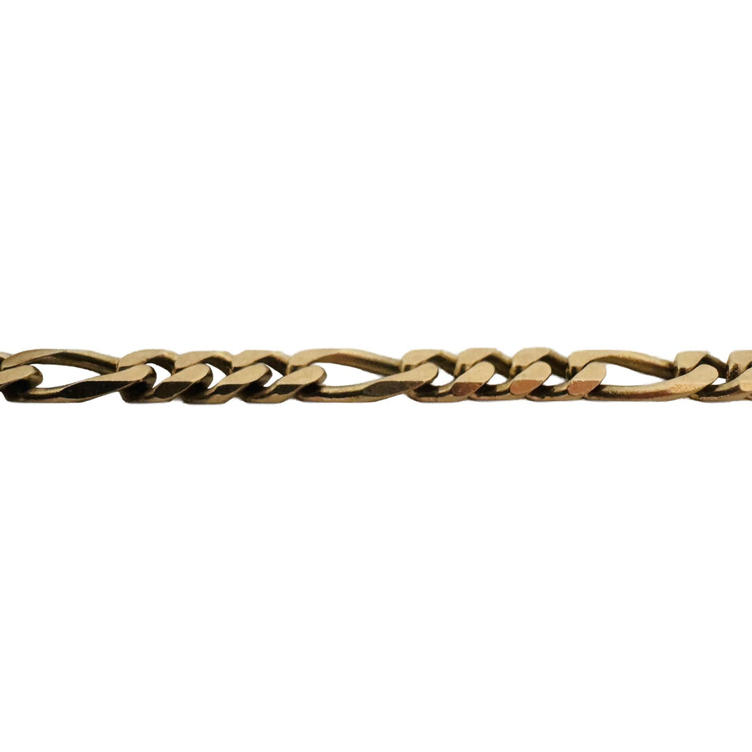 14k Yellow Gold 11.2g Solid Men's 5mm Figaro Link Bracelet Italy 8"