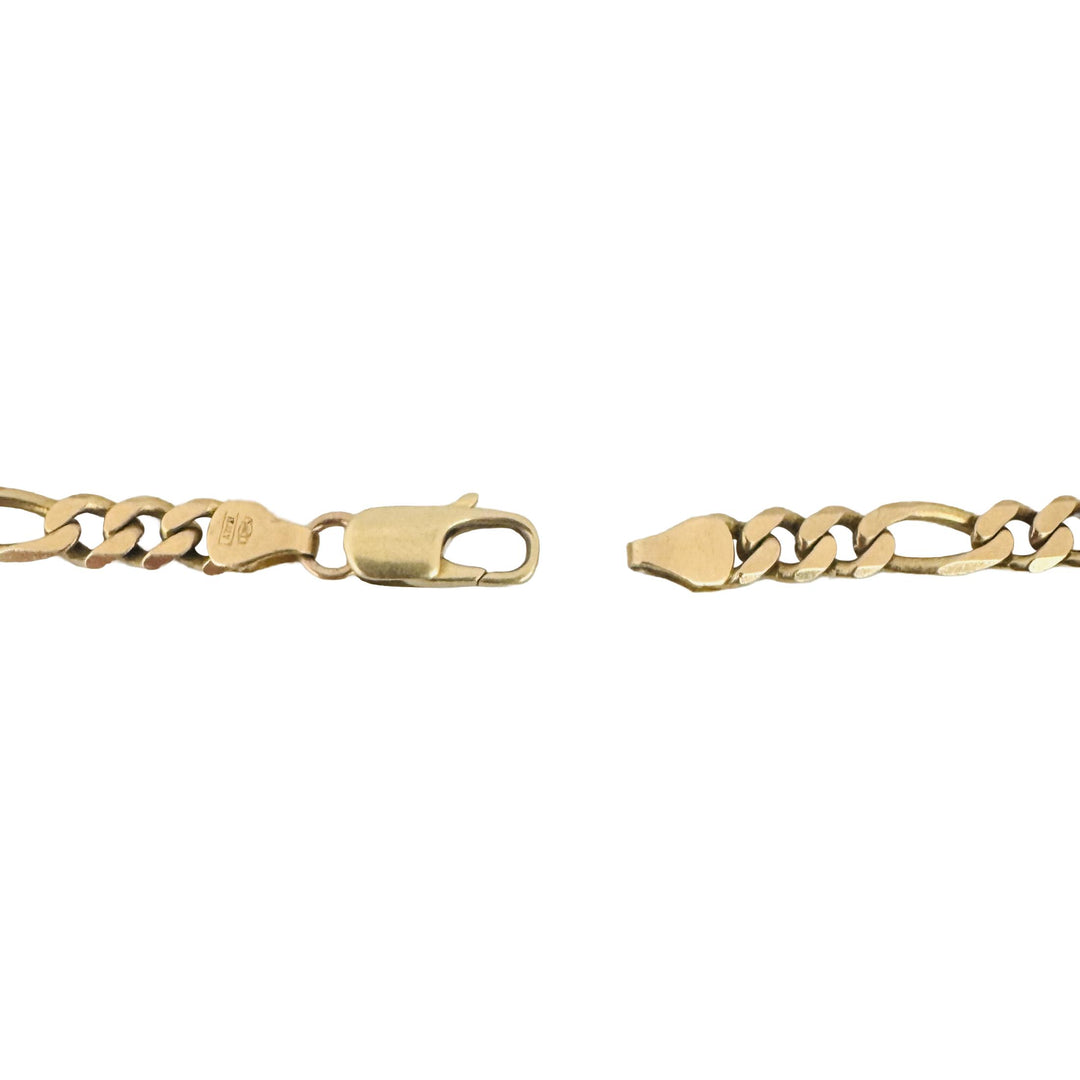14k Yellow Gold 11.2g Solid Men's 5mm Figaro Link Bracelet Italy 8"
