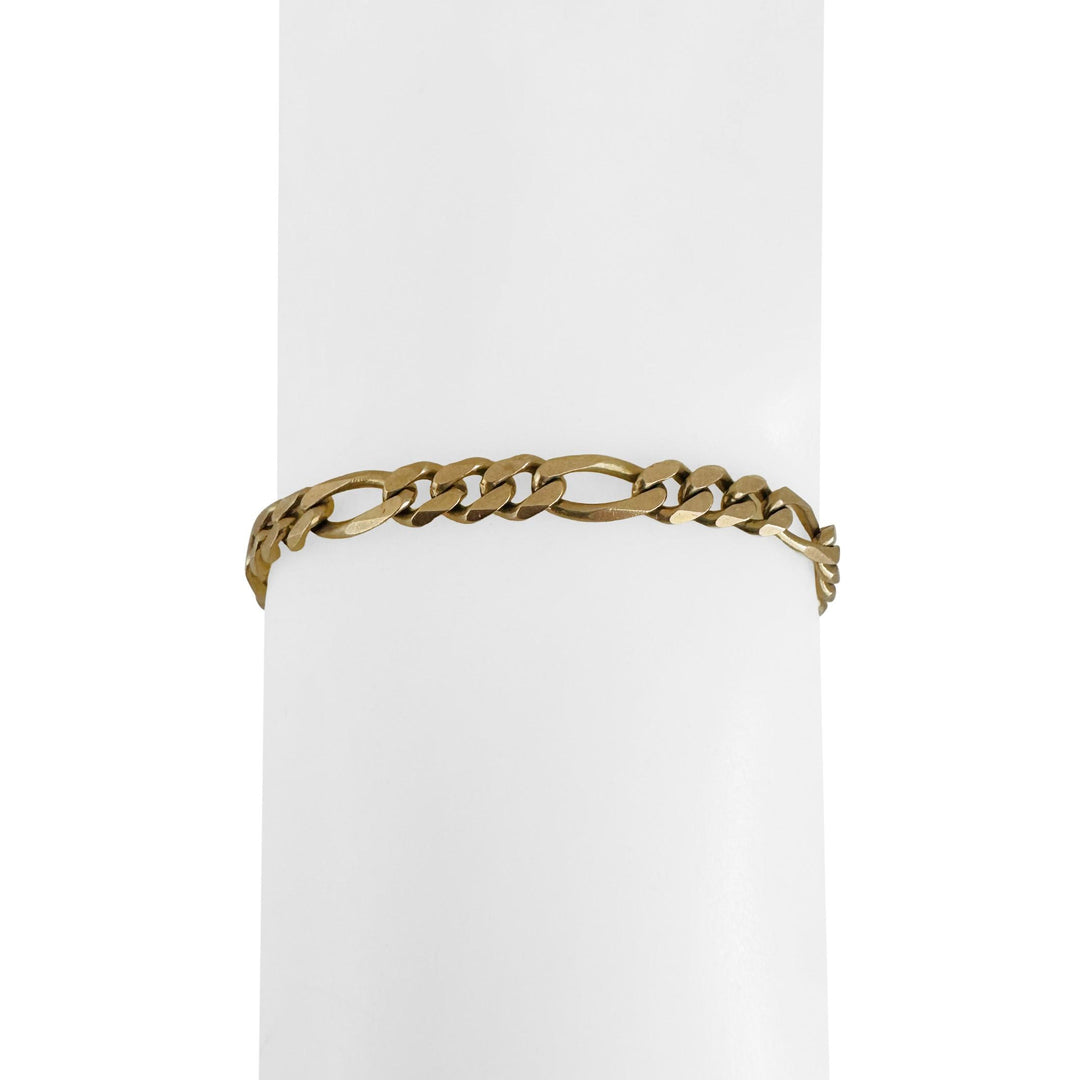 14k Yellow Gold 11.2g Solid Men's 5mm Figaro Link Bracelet Italy 8"