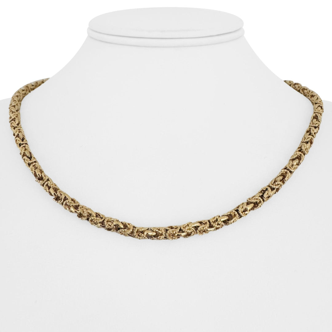 14k Yellow Gold 32.4g Solid Vintage 3.5mm Squared Byzantine Link Necklace 18.5"