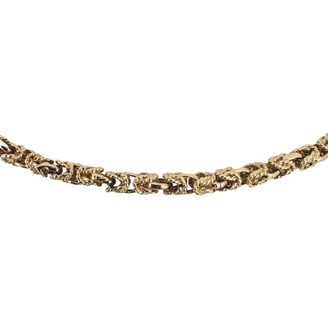 14k Yellow Gold 32.4g Solid Vintage 3.5mm Squared Byzantine Link Necklace 18.5"