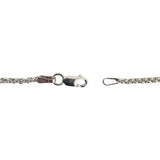 14k White Gold and Pink Tourmaline Wheat Link Pendant Necklace Italy 18.5"