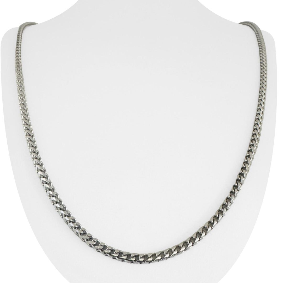14k White Gold 41.4g Solid Heavy 3mm Squared Franco Link Chain Necklace 30"