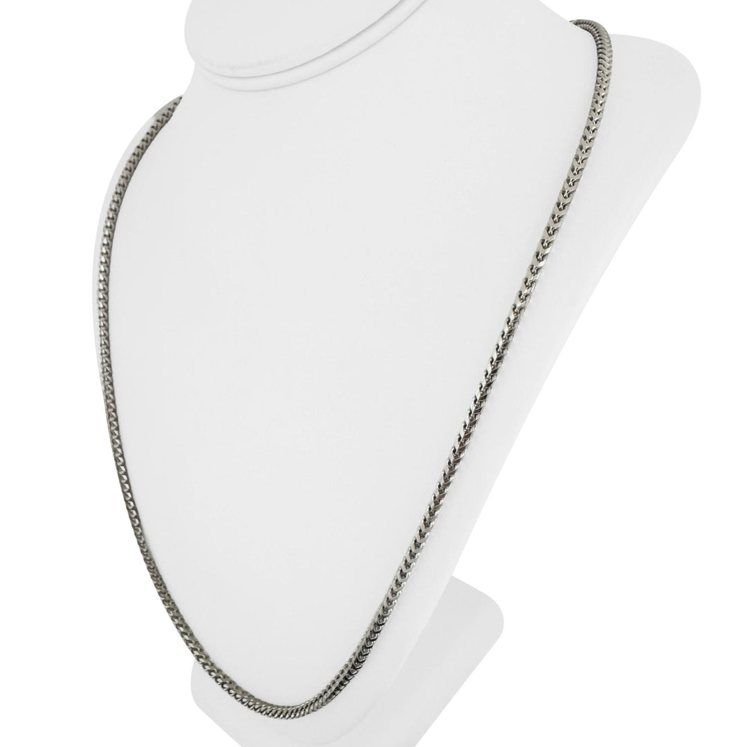 14k White Gold 41.4g Solid Heavy 3mm Squared Franco Link Chain Necklace 30"