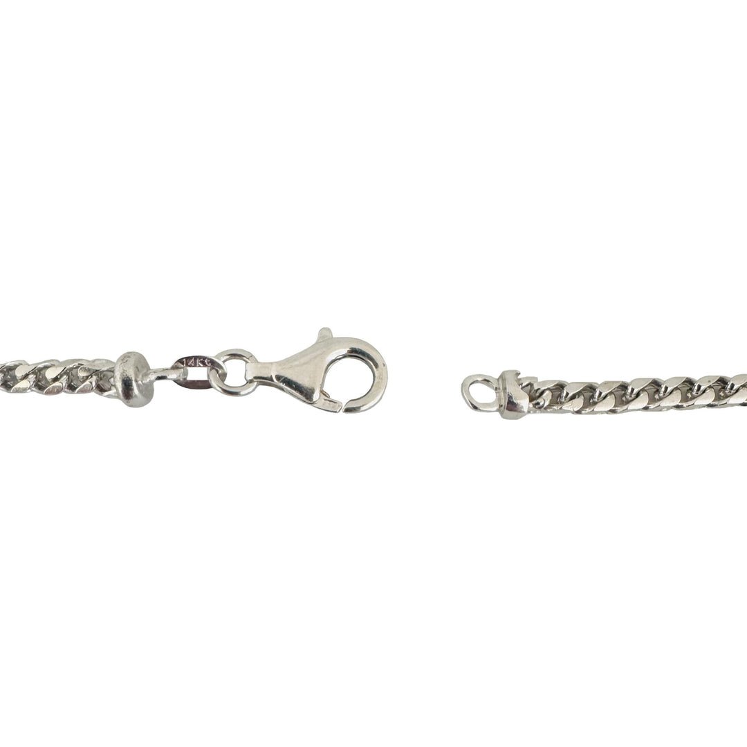 14k White Gold 41.4g Solid Heavy 3mm Squared Franco Link Chain Necklace 30"