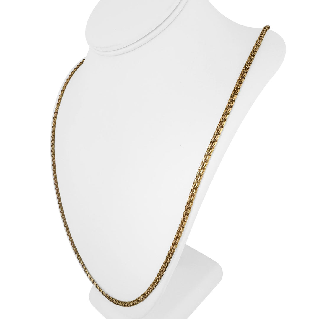 19k Portuguese Yellow Gold 24.3g Solid 3.5mm Double Curb Link Chain Necklace 28"