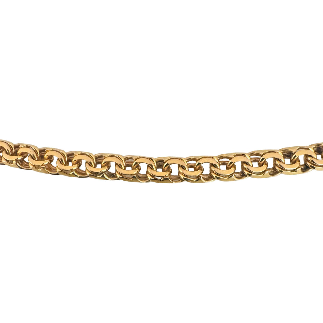 19k Portuguese Yellow Gold 24.3g Solid 3.5mm Double Curb Link Chain Necklace 28"