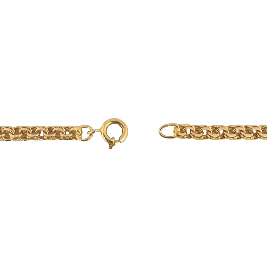 19k Portuguese Yellow Gold 24.3g Solid 3.5mm Double Curb Link Chain Necklace 28"