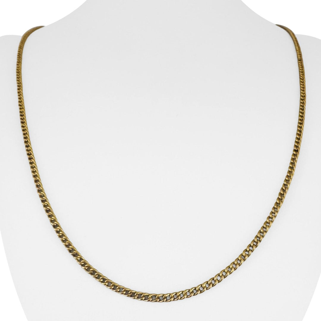 19k Portuguese Yellow Gold 7.4g Hollow Thin 2.5mm Curb Link Chain Necklace 24"
