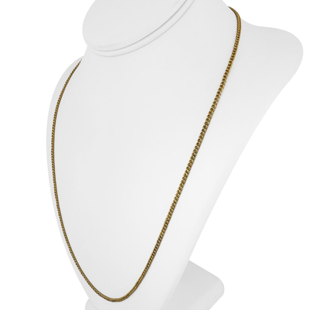 19k Portuguese Yellow Gold 7.4g Hollow Thin 2.5mm Curb Link Chain Necklace 24"